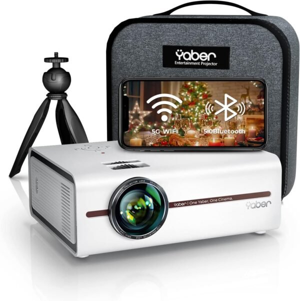 YABER V5 Mini Proyector Portátil, 2.4G & 5G WiFi Bluetooth Proyector 4K Soporta 1080P Full HD